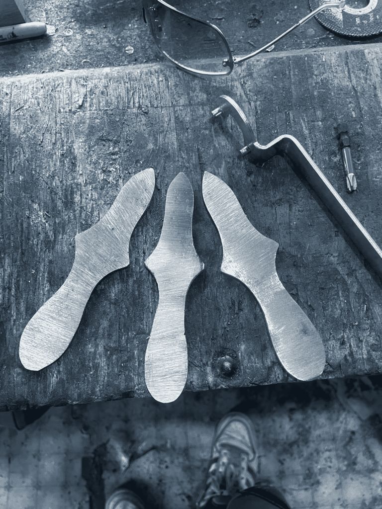 The same blanks sanded back to clean bright steel